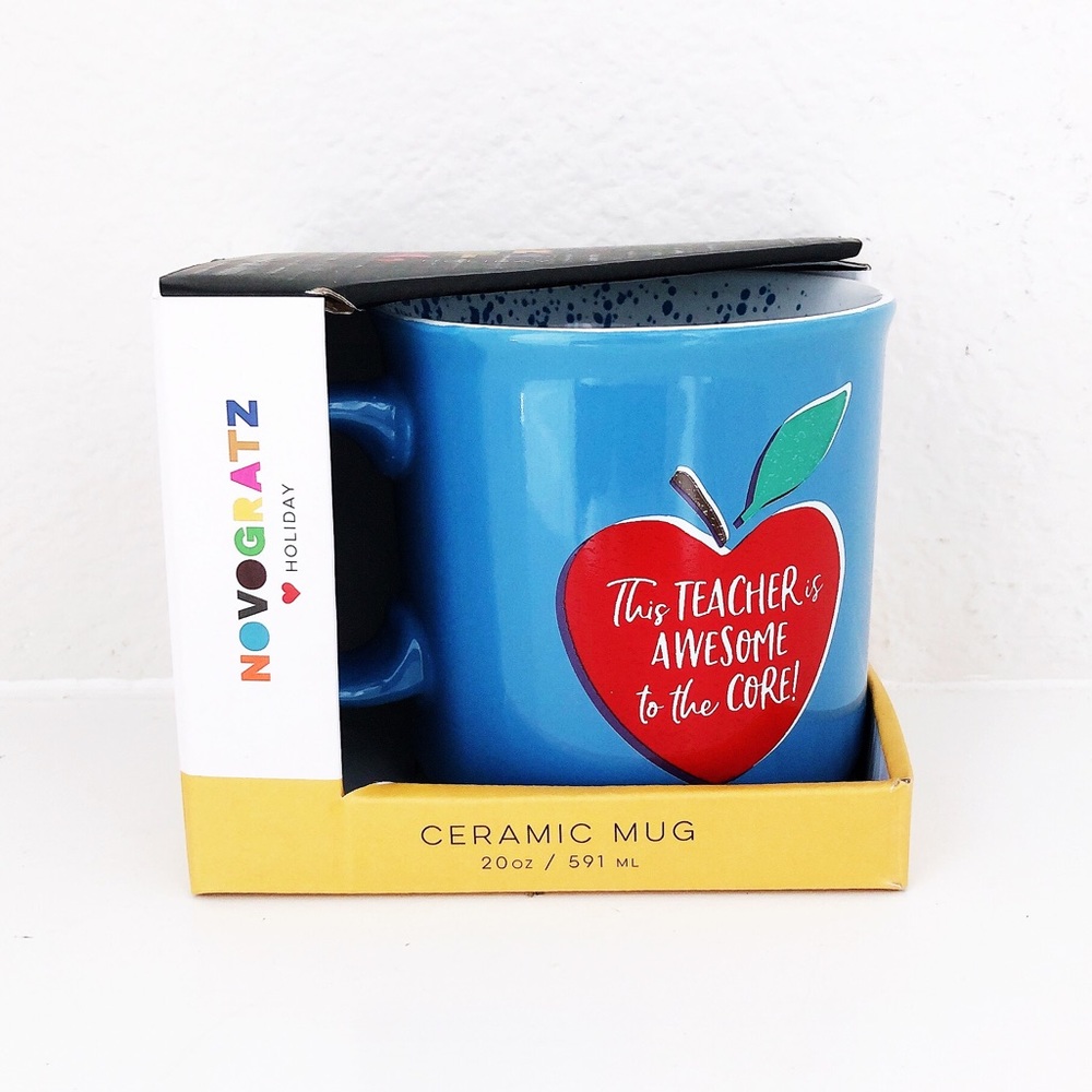 Ceramic Mug Red Apple “This Teacher is Awesome to the Core!” Gift NWT